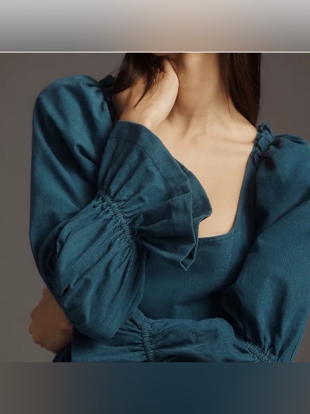Anthropologie Pilcro Square-Neck Corduroy Babydoll Mini Dress - Picture 3 of 8